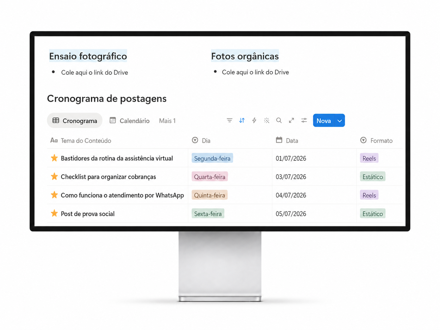 Conteúdo e postagens